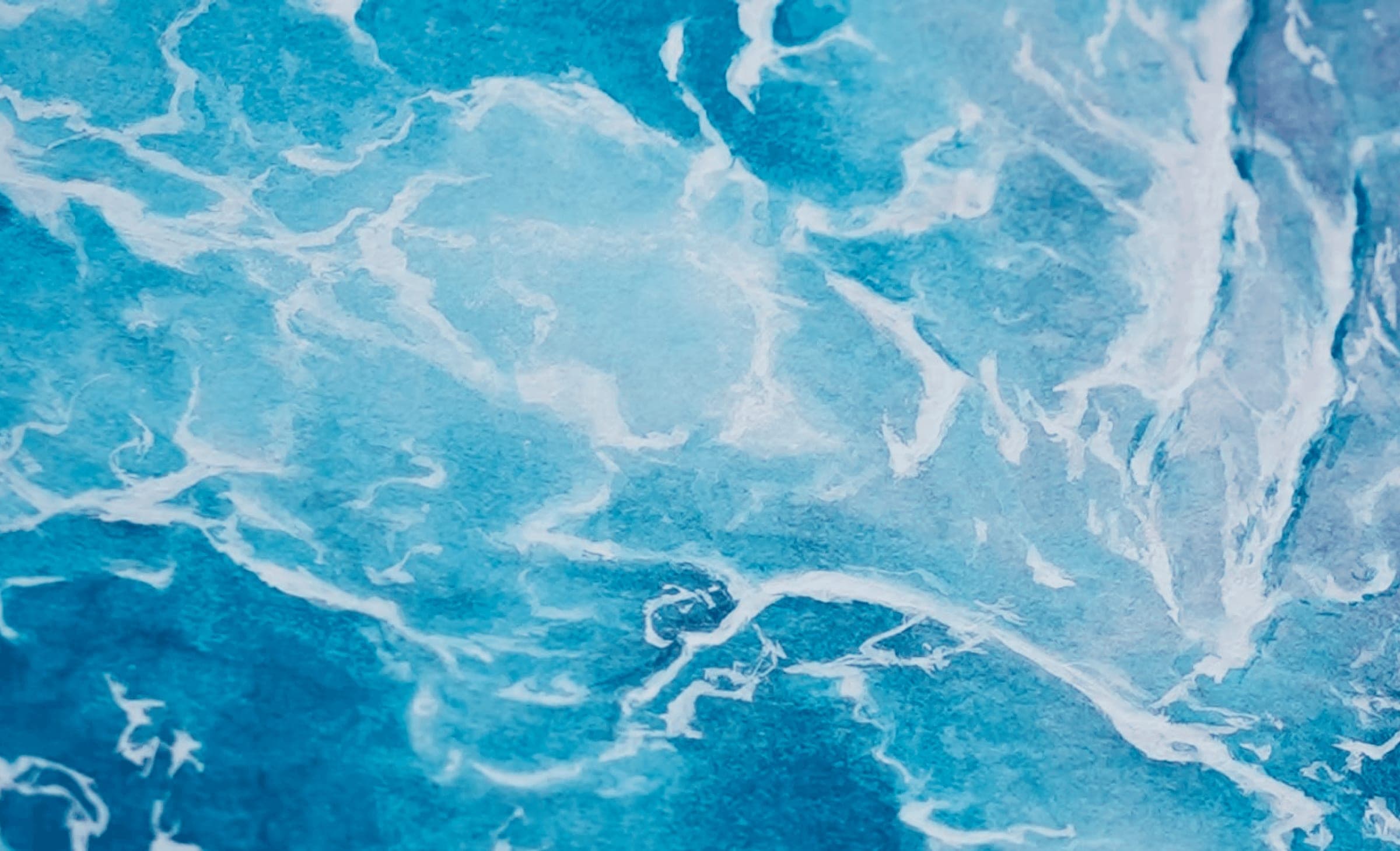 A detail of the Sunset Waves painting on Unryu washi paper