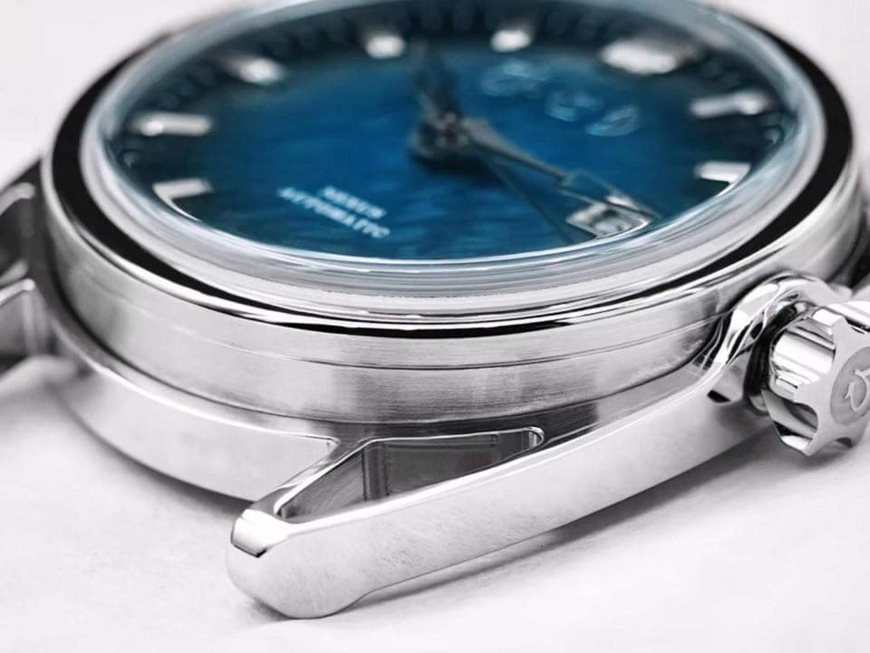A blue Nexus dial in close-up